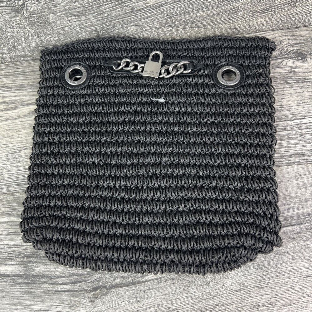 Kurt Geiger Black Woven Chain-Trim Shoulder Bag Missing Chain